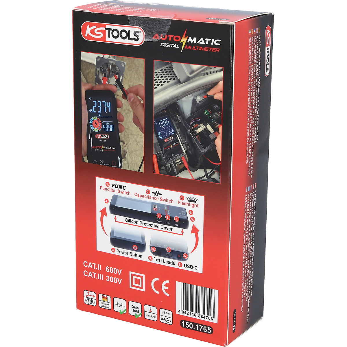 KS Tools Automatik Digital-Multimeter inkl. Prüfspitzen 