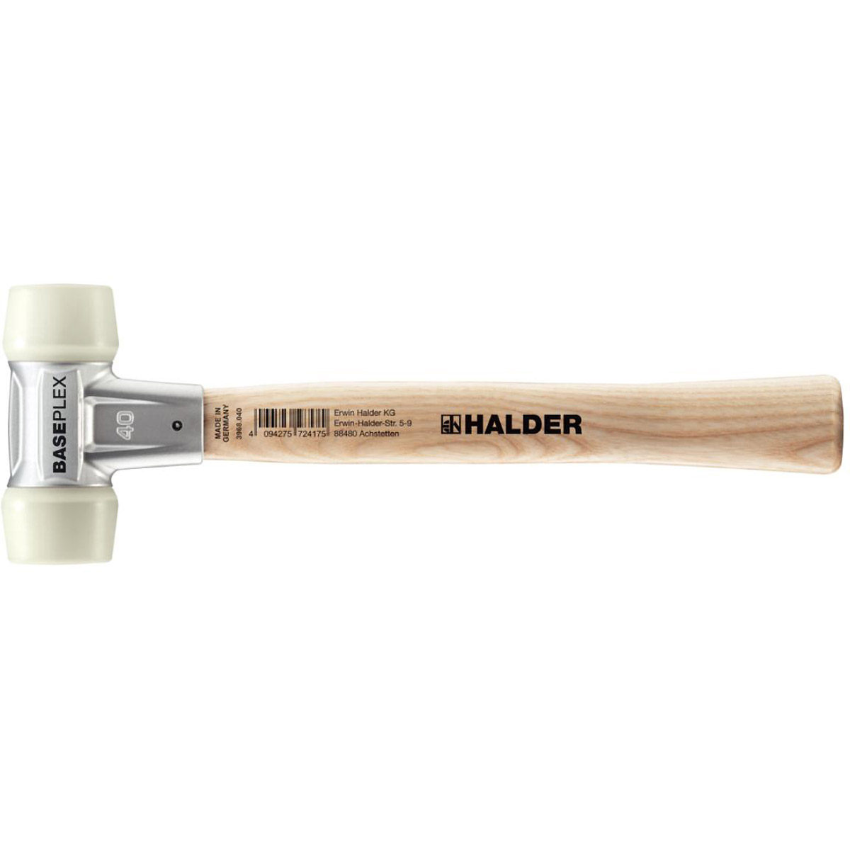 HALDER BASEPLEX - Schonhammer mit Zinkdruckguss - Gehäuse und Holzstiel, Nylon