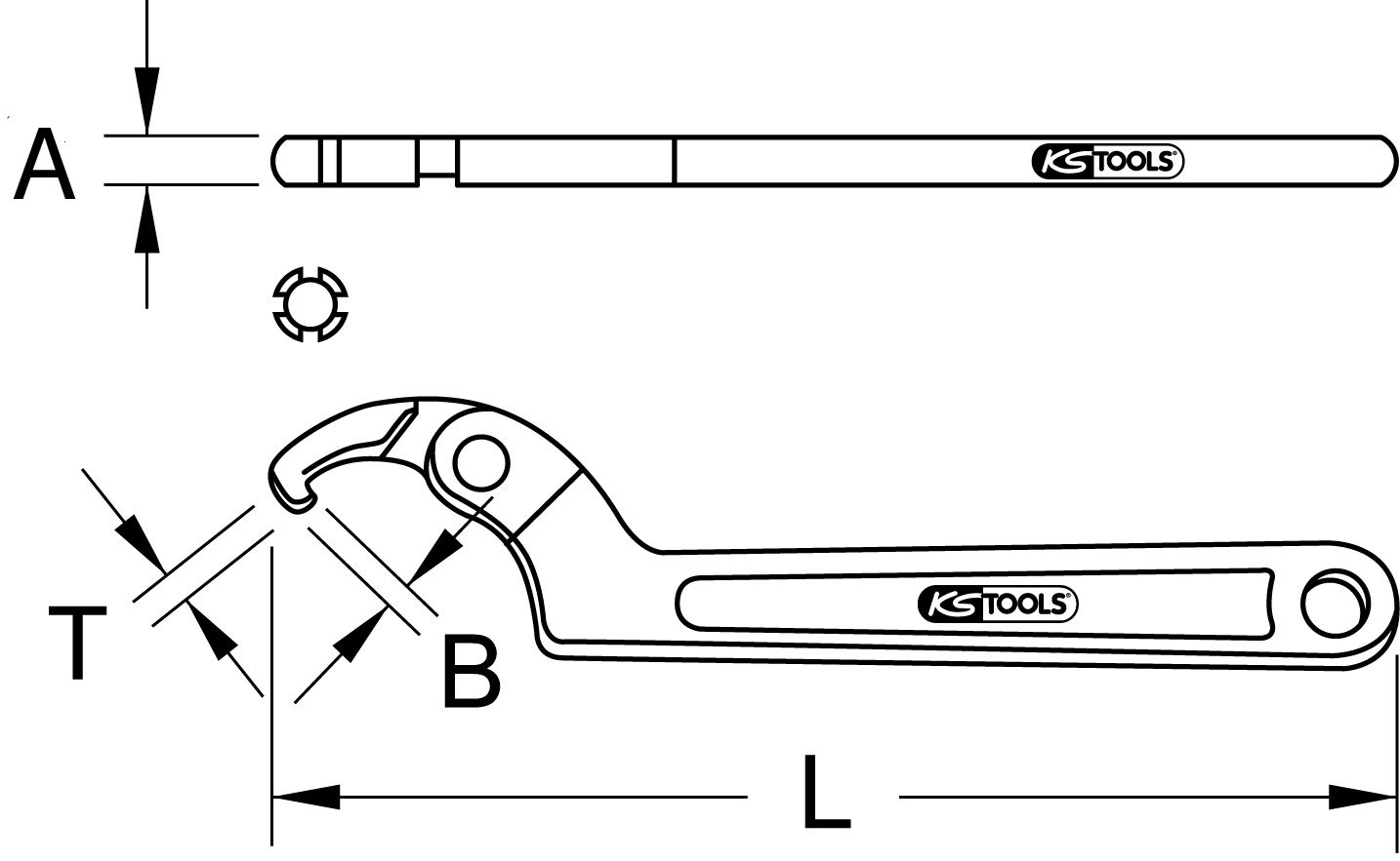 KS Tools Gelenk-Hakenschlüssel mit Nase