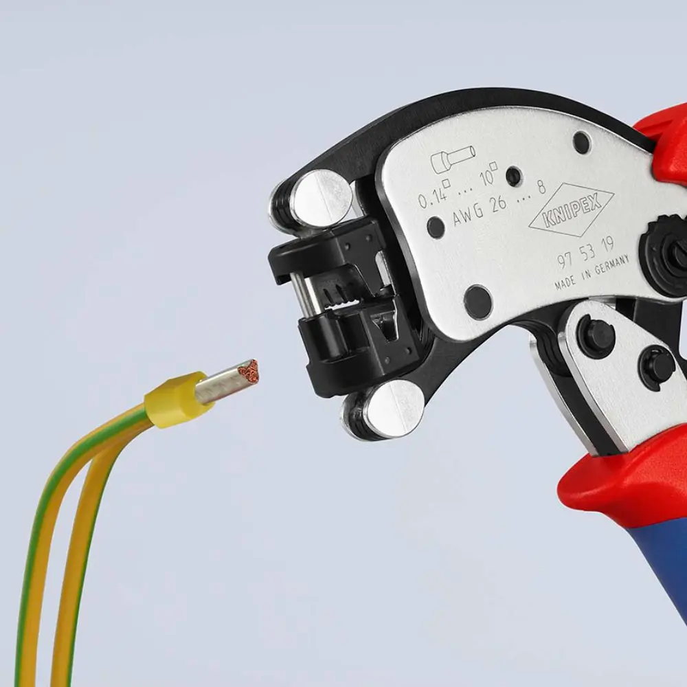 KNIPEX Twistor T Selbsteinstellende Crimpzange für Aderendhülsen verchromt 200 mm