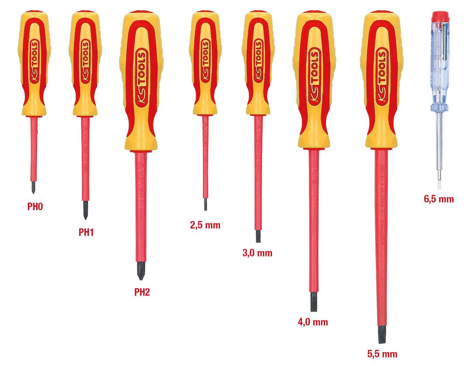 KS Tools ERGOTORQUE VDE Schraubendreher-Satz, PH+Schlitz, 8-tlg