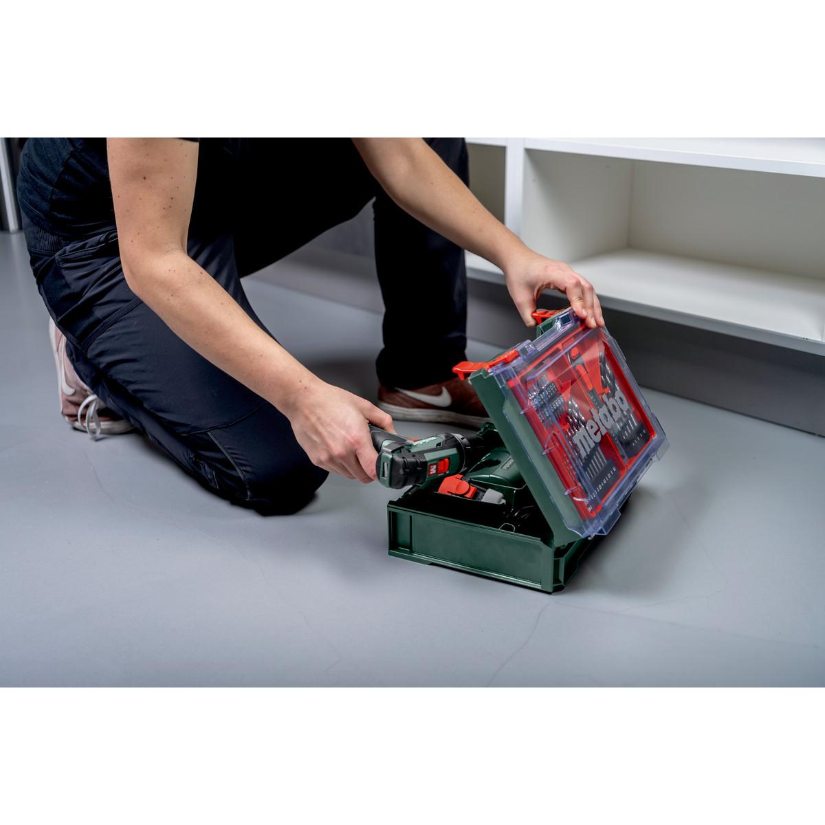 Metabo Akku-Bohrschrauber PowerMaxx BS Basic Set mit 41-teiliger Mobiler Werkstatt - Kunststoffkoffe