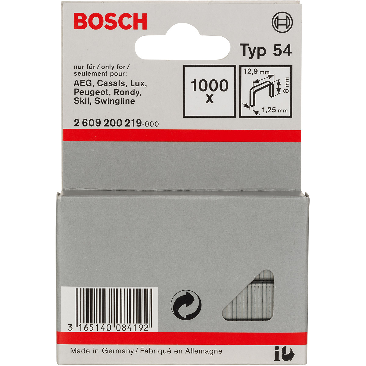 Bosch Flachdrahtklammer Typ 54, 12,9 x 1,25 x 8mm