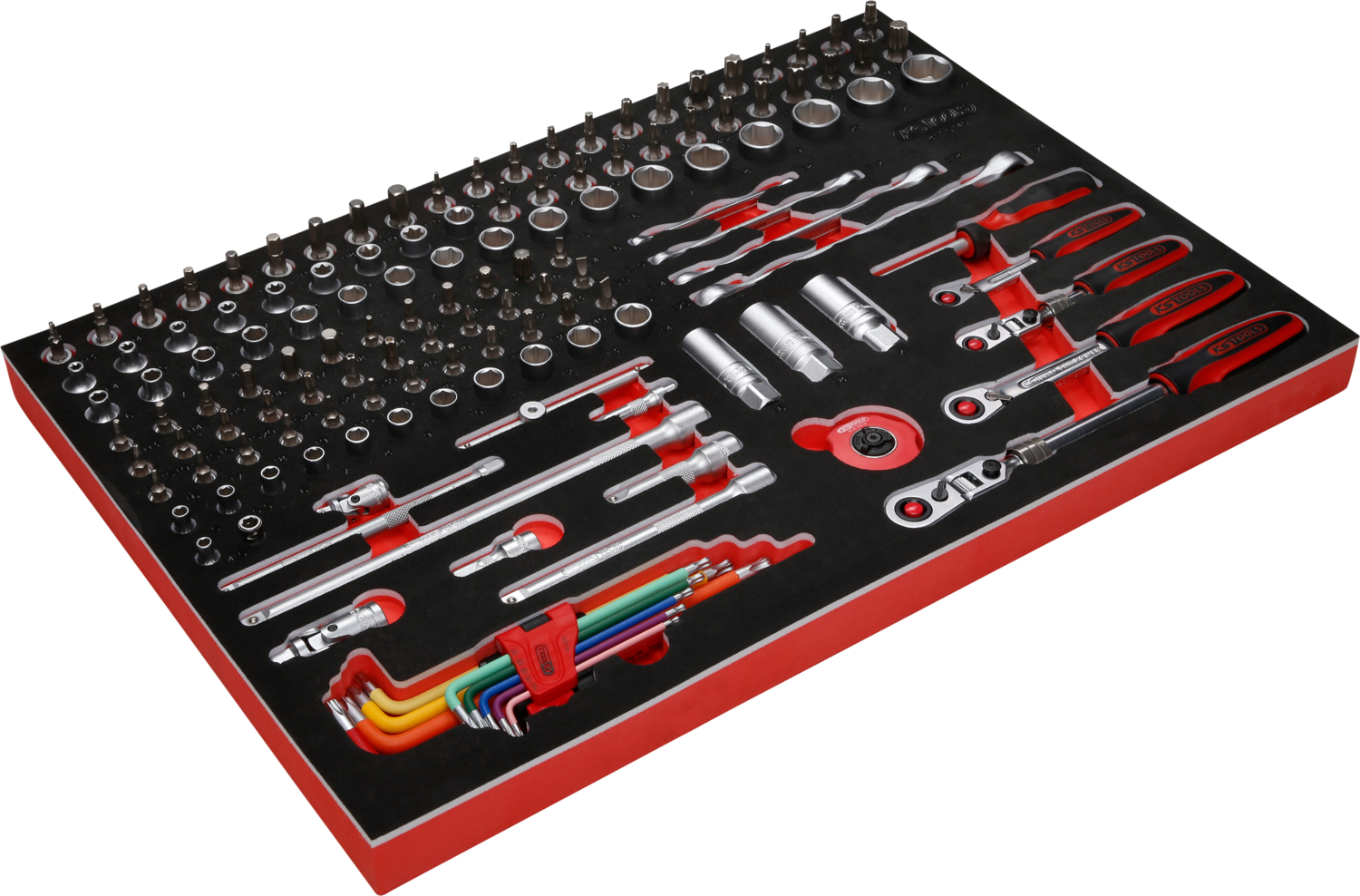 KS Tools 1-4'' + 3-8'' Steckschlüssel-Satz in Schaumstoffeinlage, 140-tlg