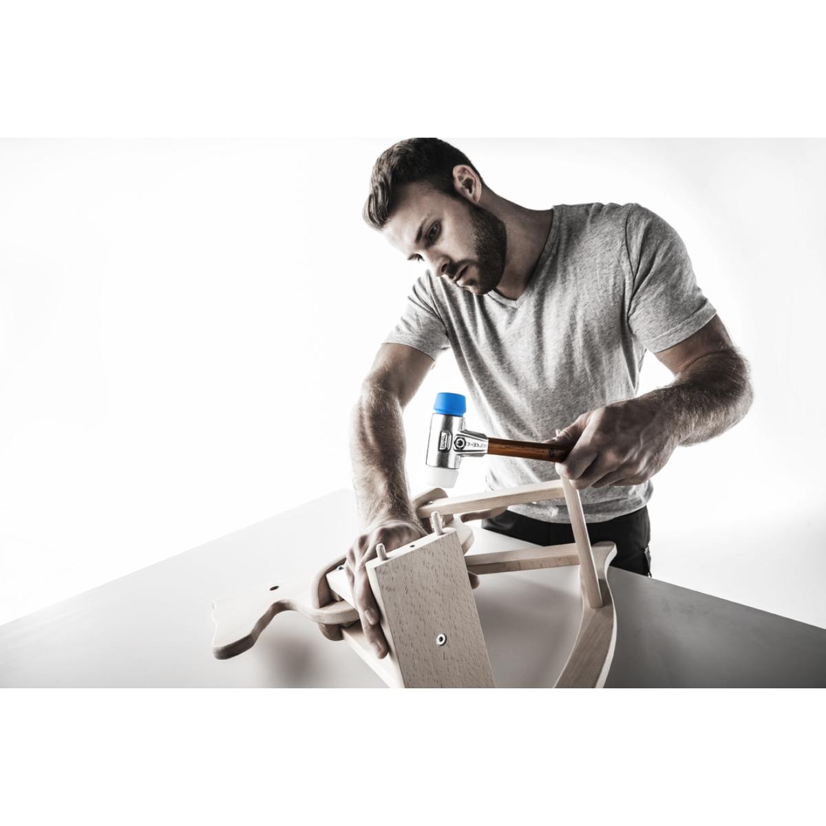 HALDER SIMPLEX - Schonhammer mit Aluminiumgehäuse und Holzstiel, TPE-soft