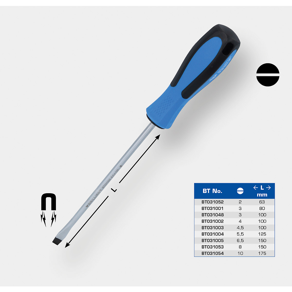 Brilliant Tools Schraubendreher Schlitz, 3,0 x 100 mm