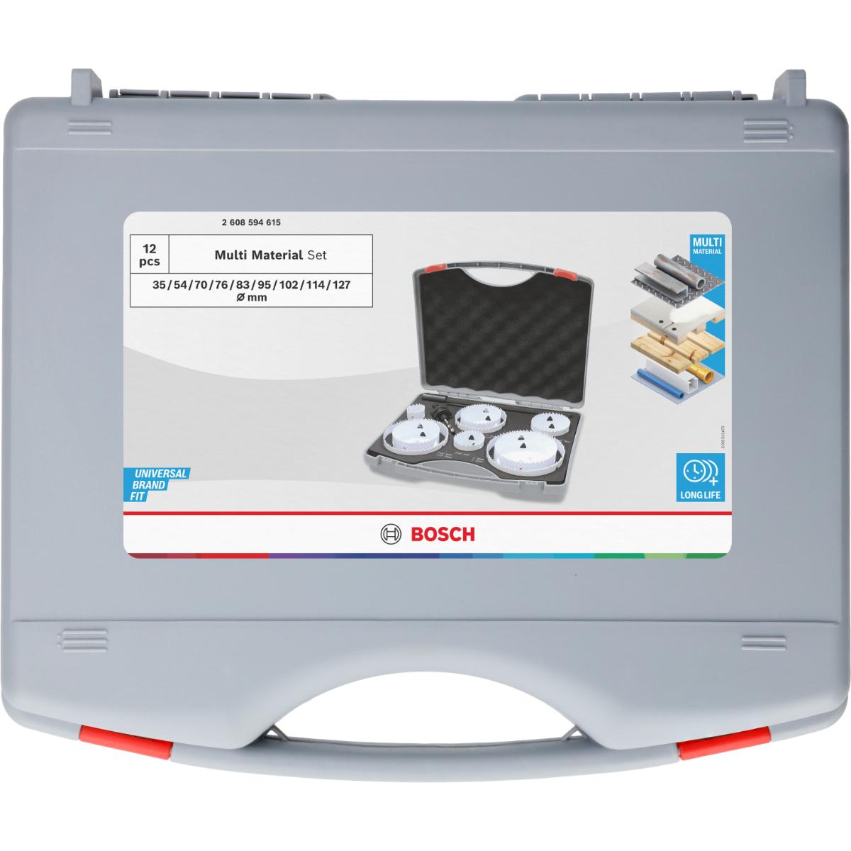 Bosch Multi Material Lochsägen mit Gewinde, 35/54/70/76/83/95/102/114/127 x 40 mm, 12-teiliges Set