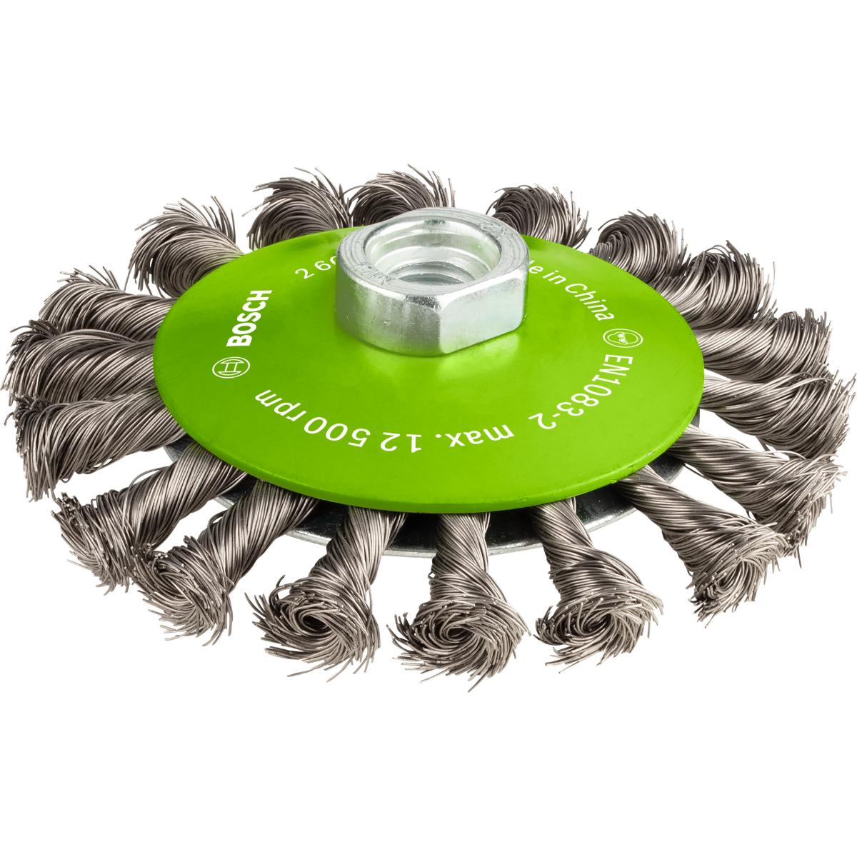 Bosch PRO Kegelbürste Heavy for Inox, 115 mm, gezopfter rostfreier Stahldraht