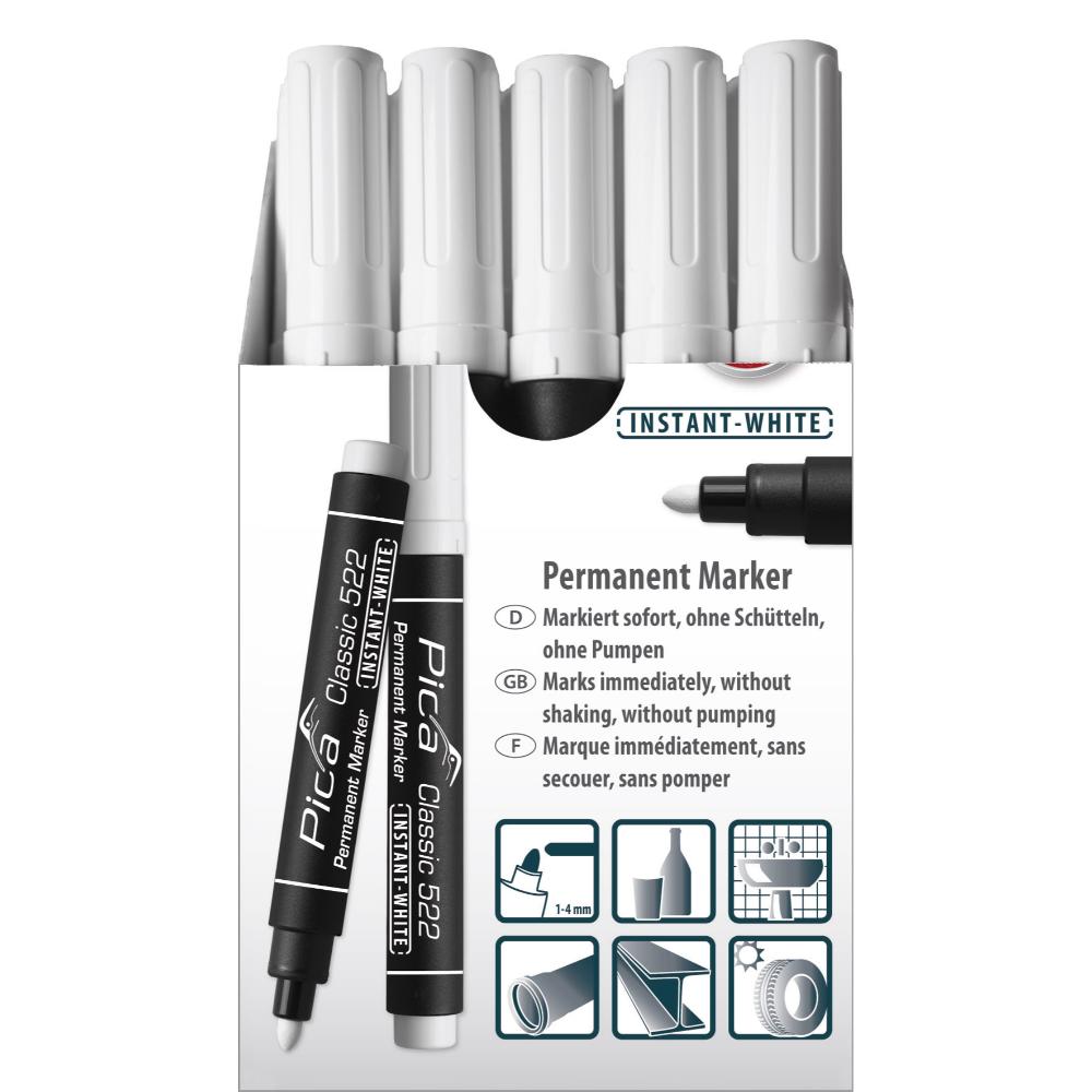 Pica Classic Permanent Marker Instant White, 1-4mm