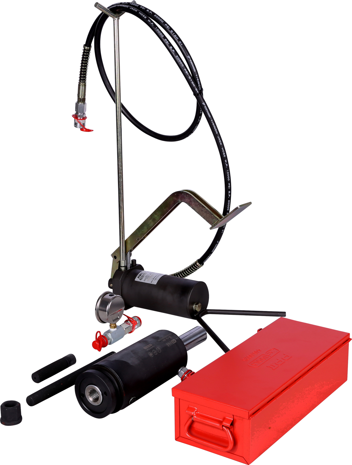 KS Tools Hydraulik-Einheit 32t, mit Hydraulik-Pumpe und Manometer, 11-tlg