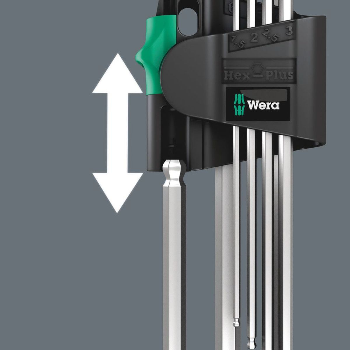Wera 950/7 Hex-Plus Magnet 1 Magnet Winkelschlüsselsatz, metrisch, gestellverchromt, 7-teilig