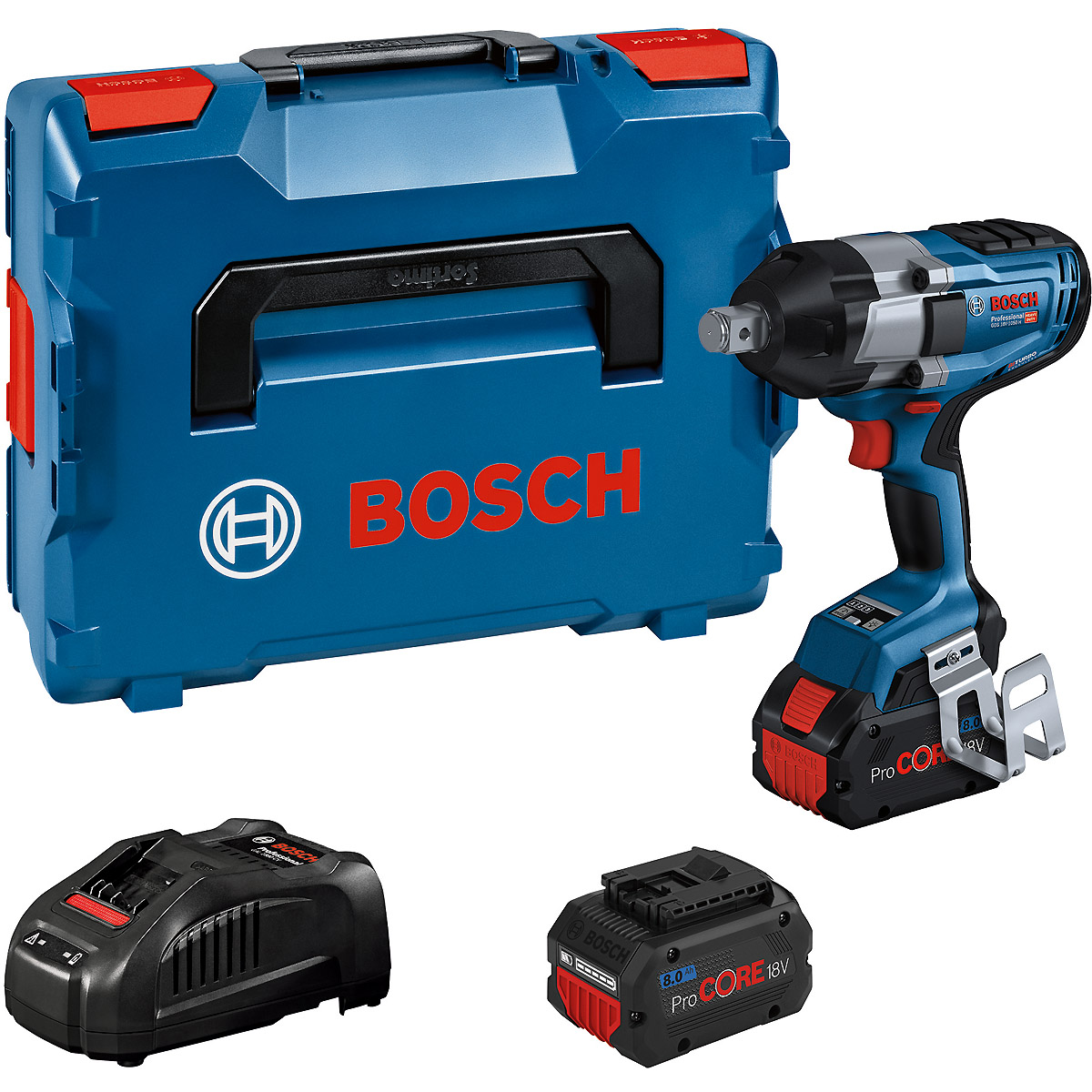 Bosch Akku-Drehschlagschrauber GDS 18V-1050 H mit 2x Akku, Schnellladegerät, L-BOXX