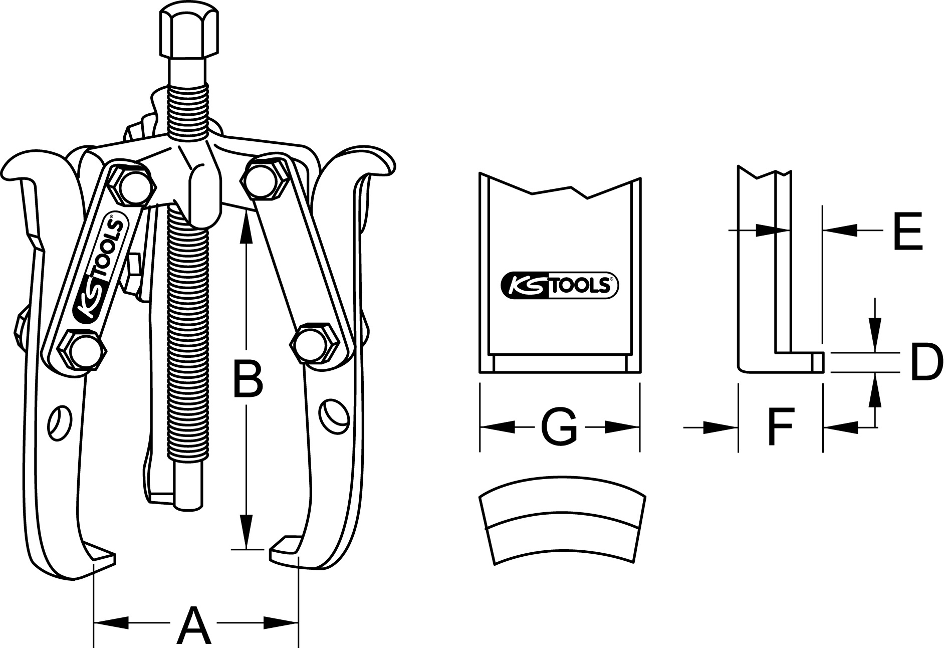 KS Tools Universal-Abzieher 2- und 3-armig