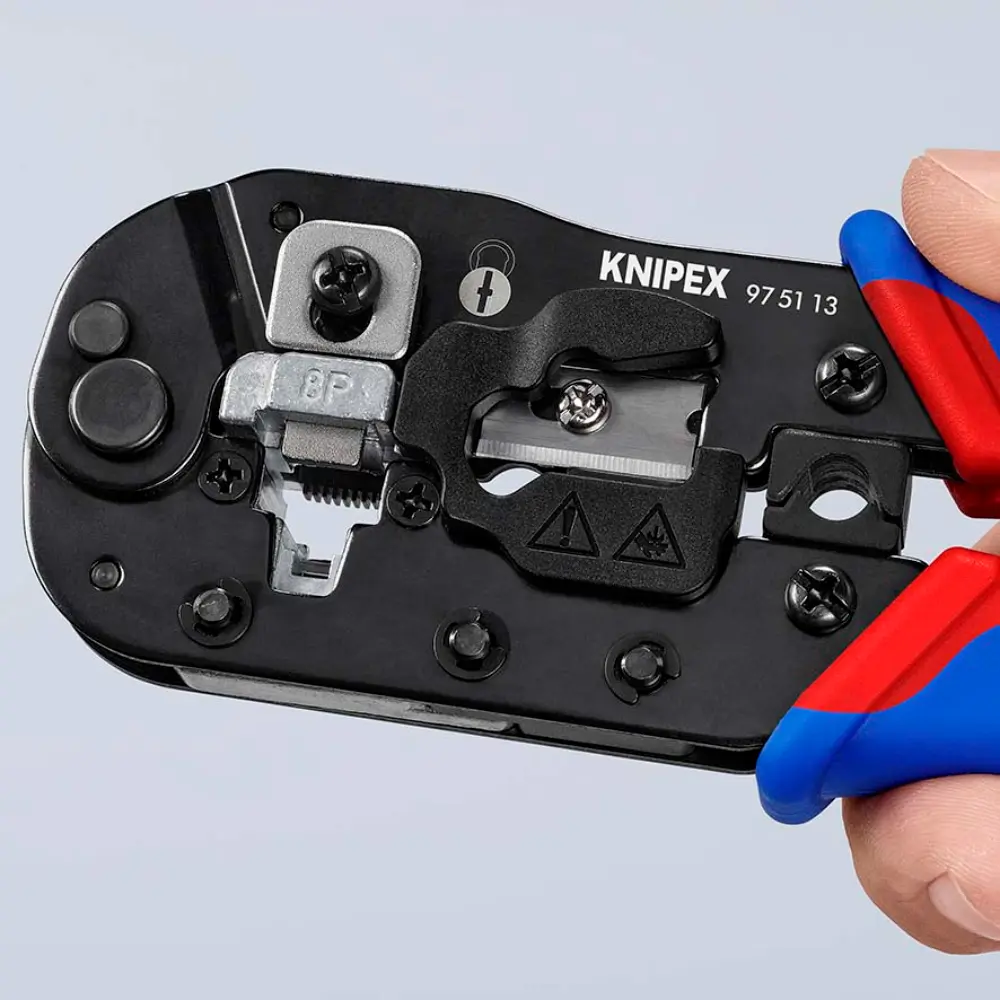KNIPEX Crimpzange für RJ45-Westernstecker mit Mehrkomponenten-Hüllen brüniert 190 mm