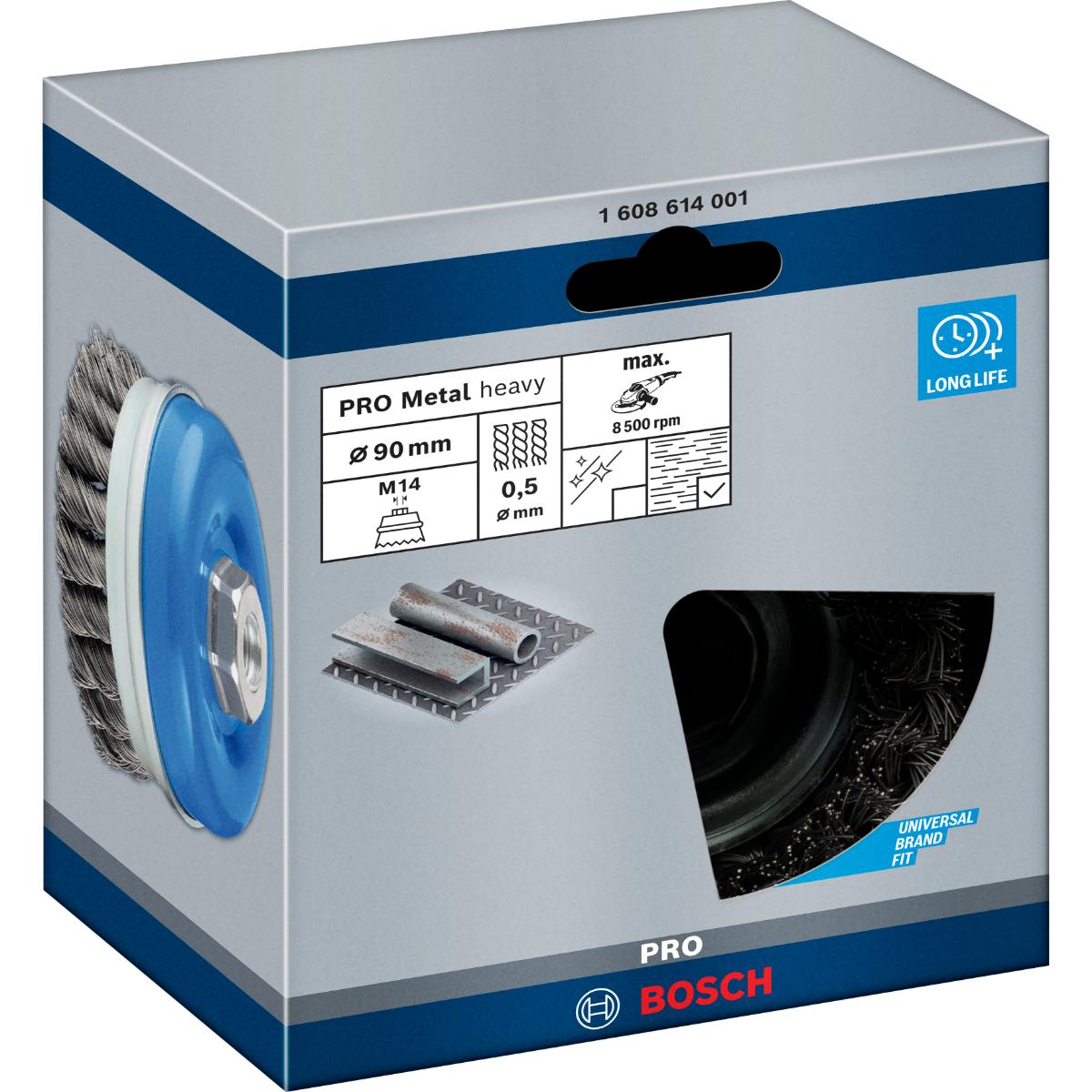 Bosch PRO Topfbürste, Stahl, gezopfter Draht, M14