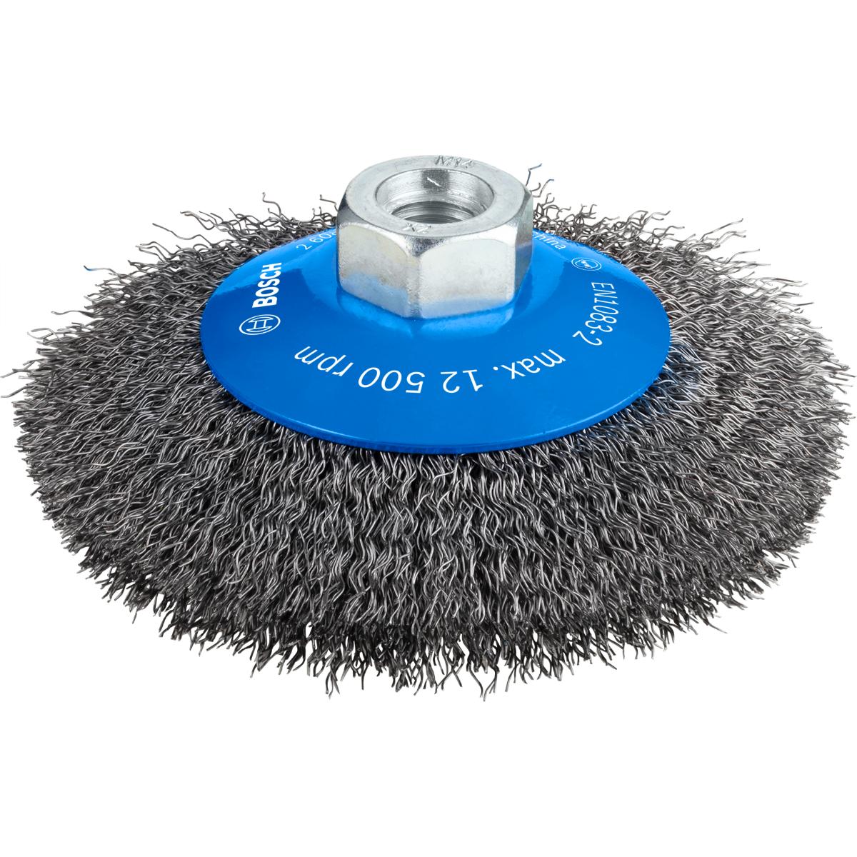Bosch PRO Kegelbürste, Clean for Metal, 115 mm, gewellter Stahldraht
