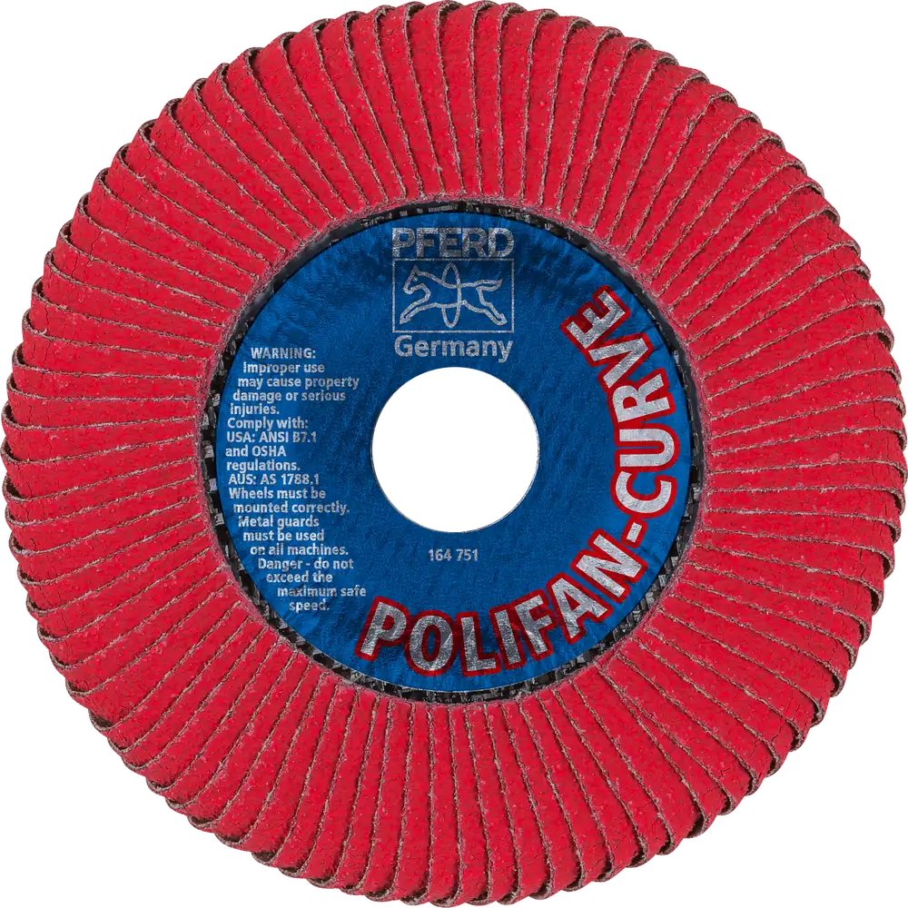 PFERD TOOLS POLIFAN CURVE Fächerscheibe PFR 125x22,23 mm Breite M CO60 SGP STEELOX für Stahl/Edelstahl (POS 2)