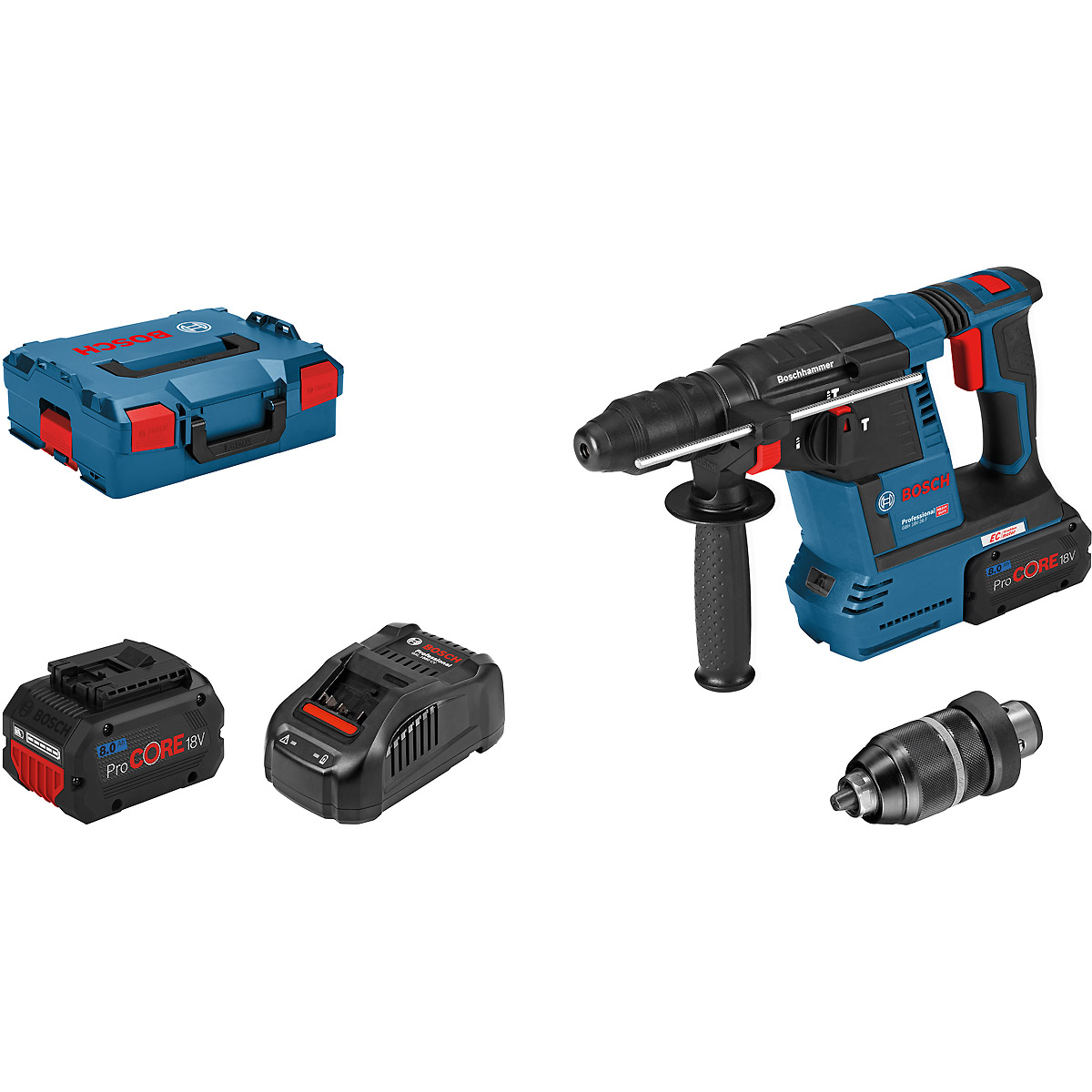 Bosch Akku-Bohrhammer mit SDS plus GBH 18V-26 F mit 2 x Akku ProCORE18V 8.0 Ah