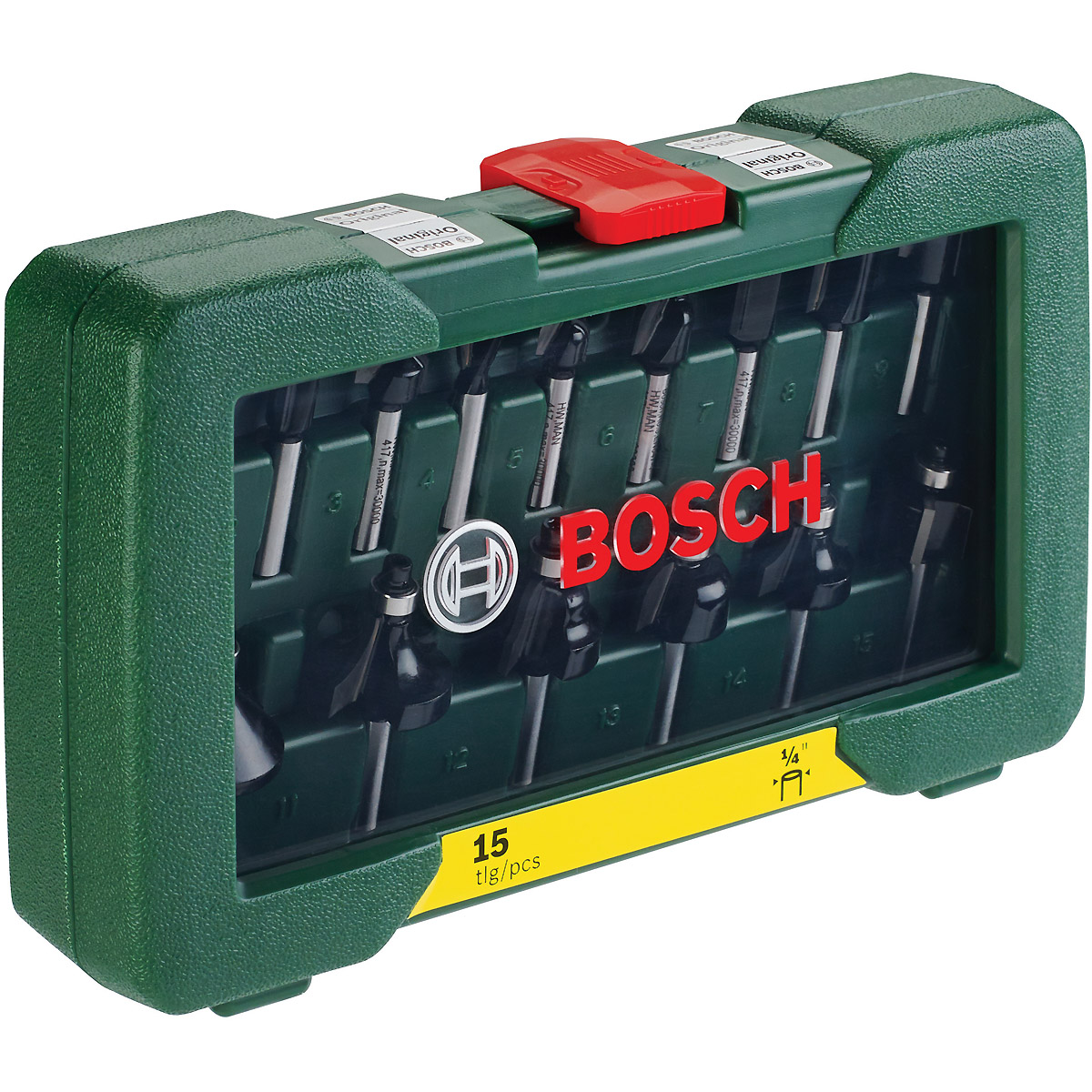 Bosch HM-Fräser-Set mit 1/4"-Schaft, 15-teilig