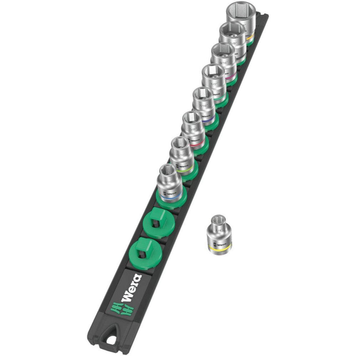 Wera Nuss-Magnetleiste B Imperial 1 Zyklop Steckschlüsseleinsatz-Satz, 3/8"-Antrieb, zöllig, 9-tlg