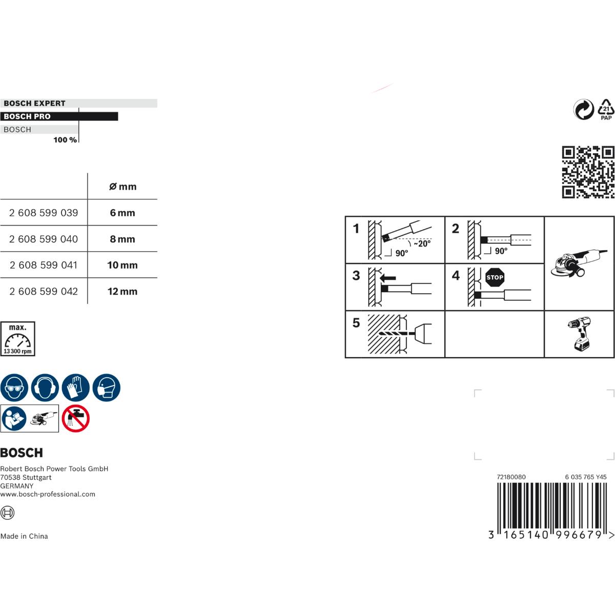 Bosch PRO Diamanttrockenbohrer-Set Dry Speed, 4-teilig, Durchmesser (mm): 6 - 12