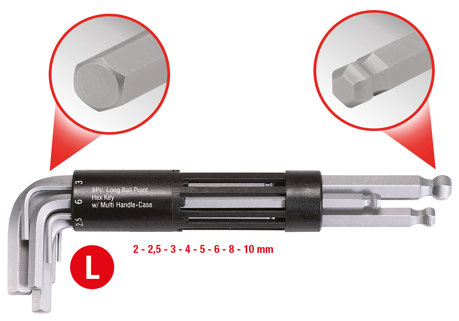 KS Tools 3 in 1 Innen6kant-Winkelstiftschlüssel-Satz,8-tlg lang, Kugelkopf