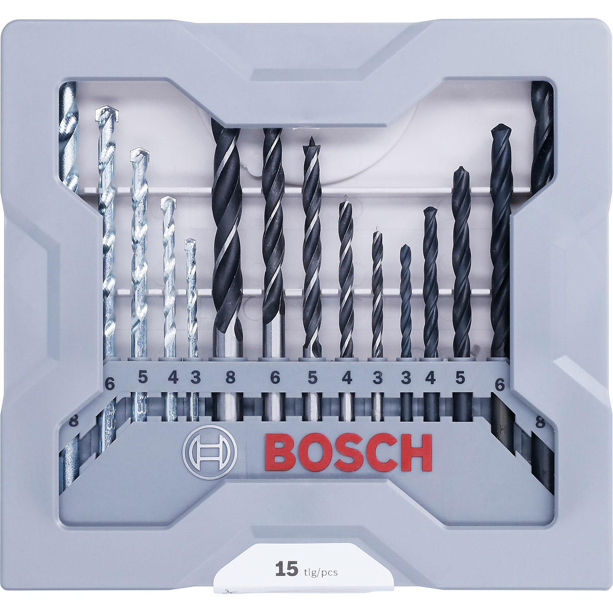Bosch Bohrer-Set für Metall-, Holz-, Steinbearbeitung, 15-teilig, 3 - 8mm