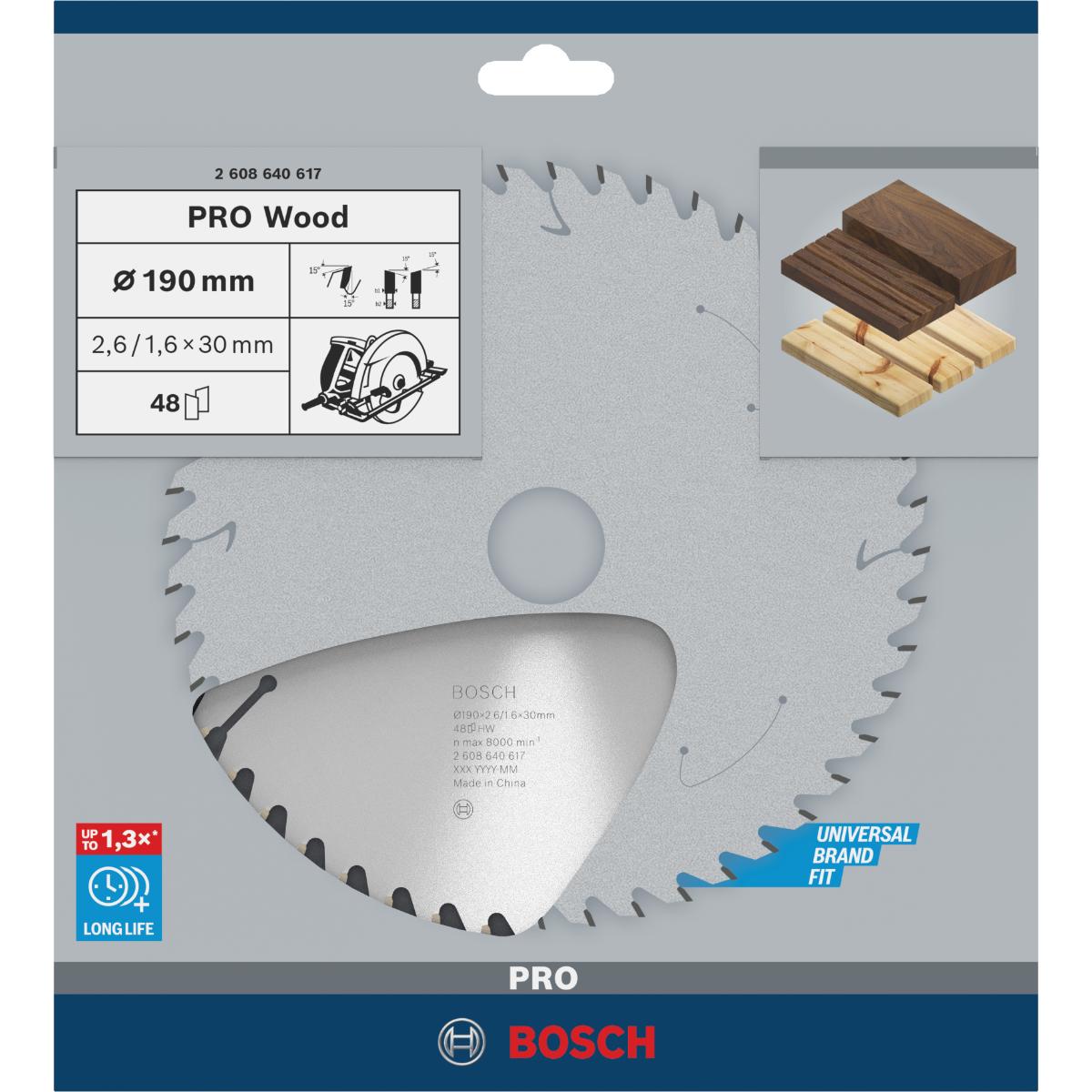 Bosch PRO Kreissägeblatt Optiline Wood für Handkreissägen ø 190 mm, 30 mm Bohrung