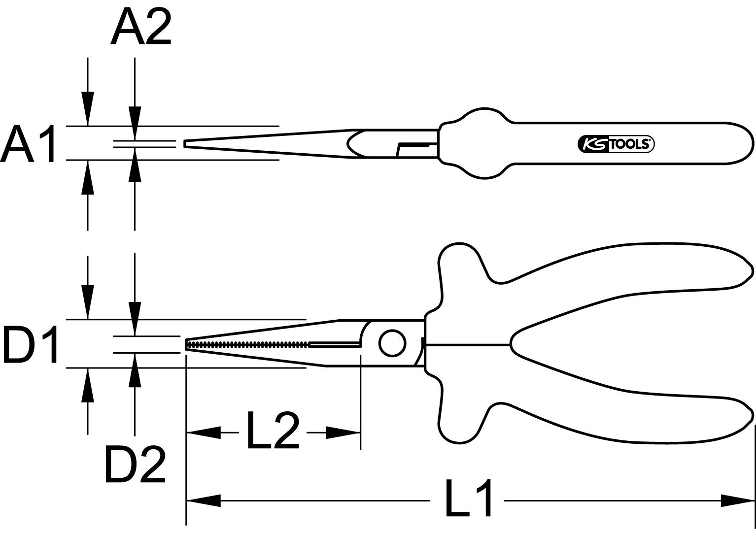 KS Tools 1000V Flachzange, beschichteter Arbeitskopf, 160mm