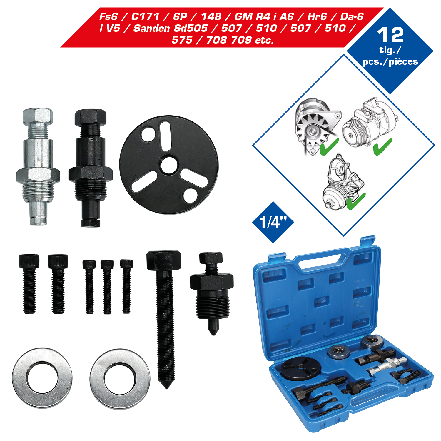 Brilliant Tools Riemenscheiben-Abzieher-Satz, 12-tlg - BT611000