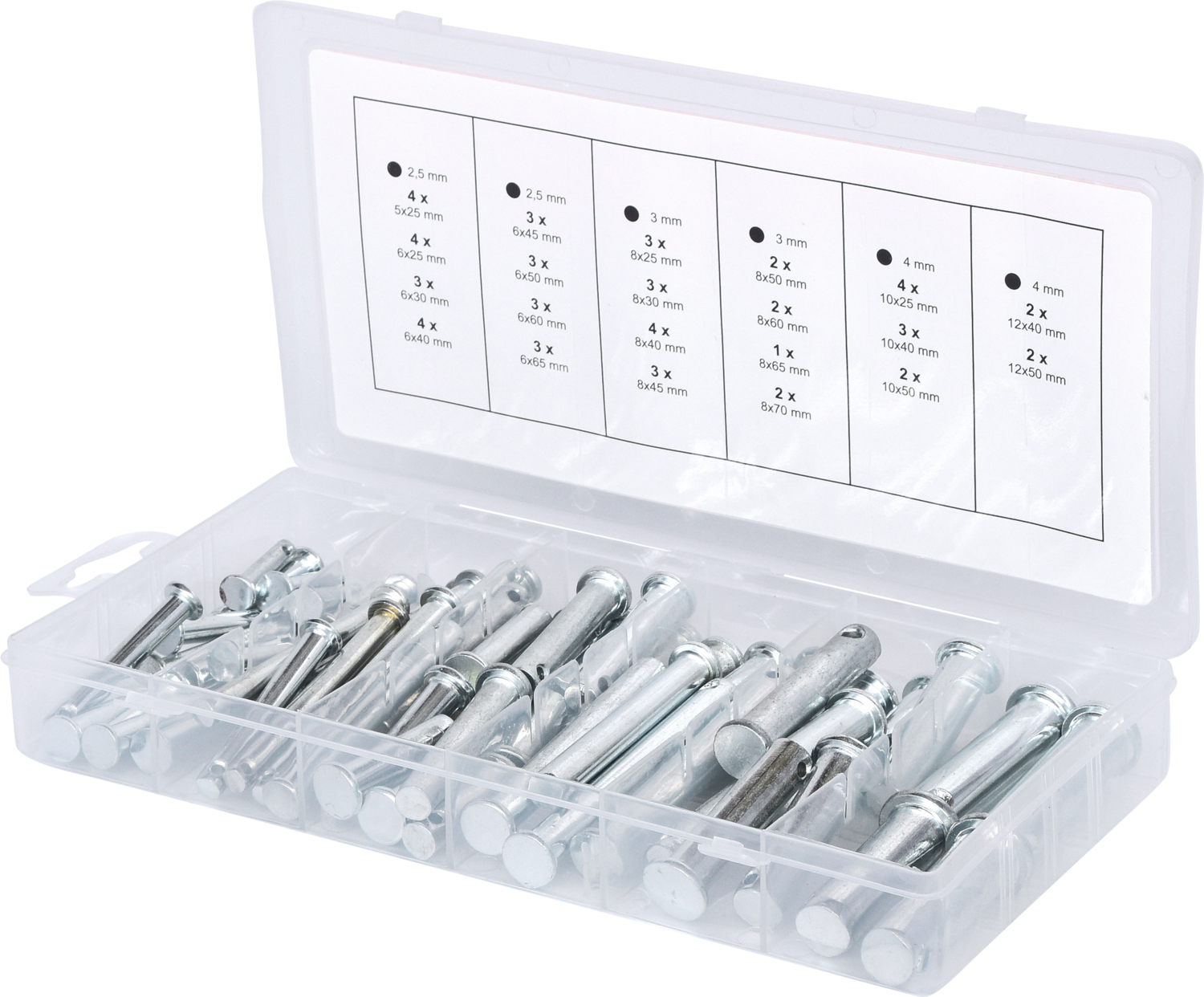 KS Tools Sortiment Sicherungsbolzen, Ø 5-12mm, 21 Größen, 60-tlg