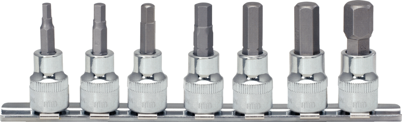 KS Tools 1/4" CHROMEplus Bit-Stecknuss-Satz Innensechskant, 7-tlg2,5-8mm