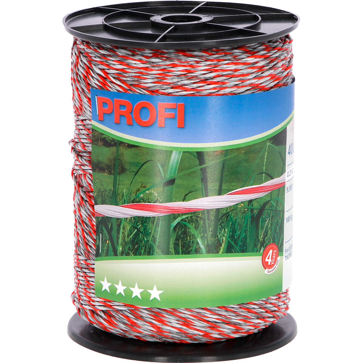 Kerbl Profi Weidezaunlitze 9x0,30 TriC, 400m, weiß/rot