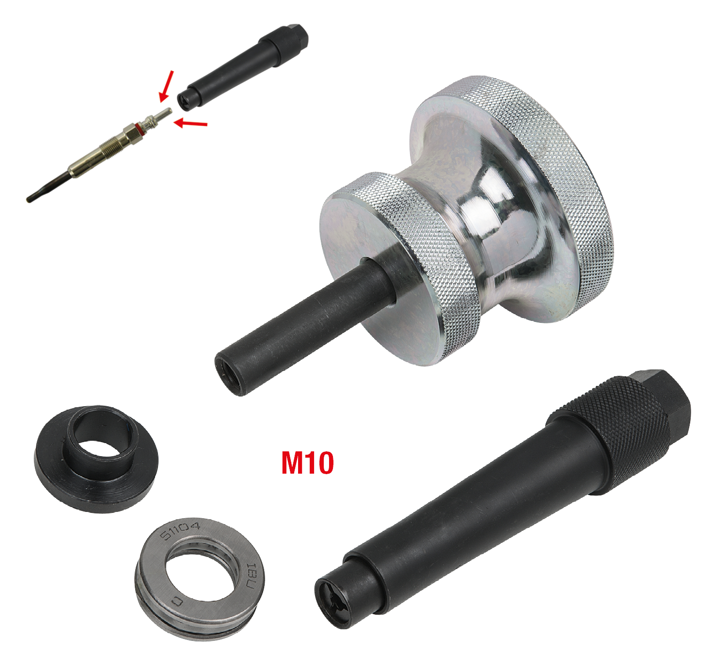 KS Tools Glühkerzen-Schlag-Auszieher-Satz für CDI Motoren, 4-tlg