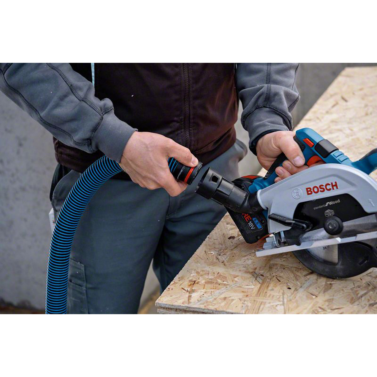 Bosch Akku-Kreissäge GKS 18V-57-2, 2 x Akku ProCORE18V 5.5 Ah, Ladegerät, L-BOXX