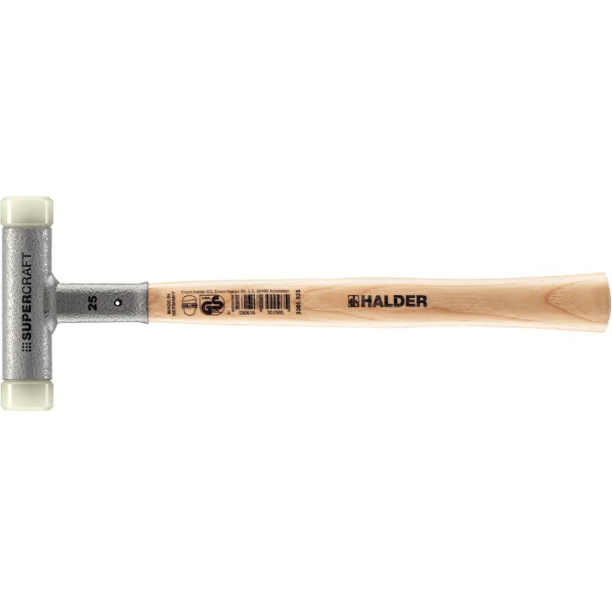 HALDER SUPERCRAFT - Schonhammer rückschlagfrei mit Hickorystiel, Nylon