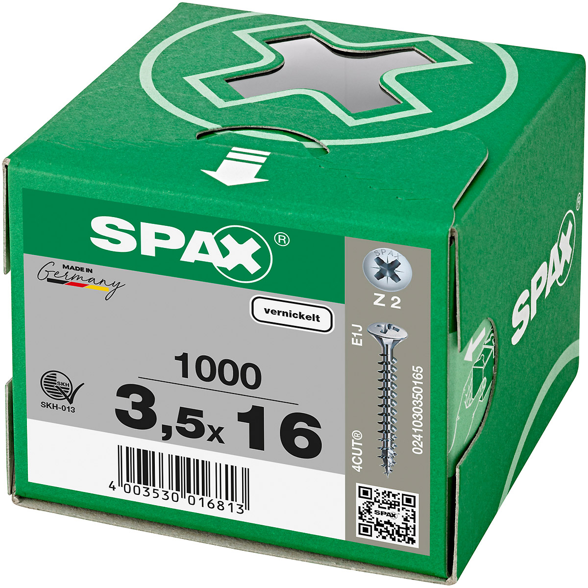SPAX Linsenmultikopf Bremsrippen Kreuzschlitz Z2 Vollgewinde vernickelt, 1000 Stück