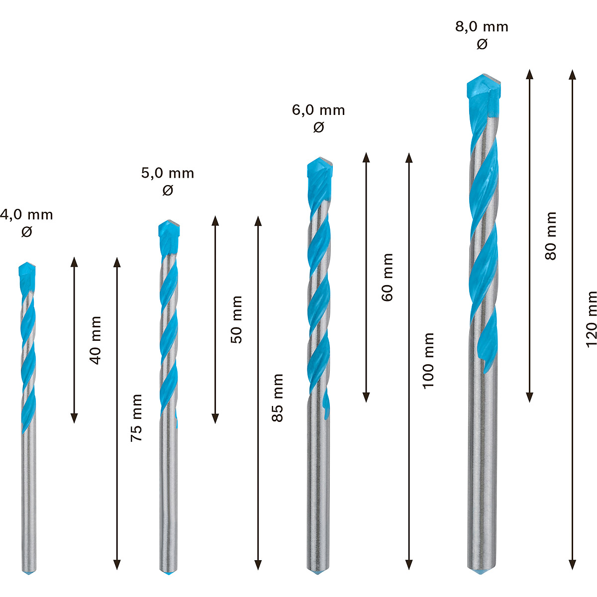 Bosch EXPERT MultiConstruction CYL-9 Bohrer-Set, 4-tlg., für Dreh- und Schlagbohrer