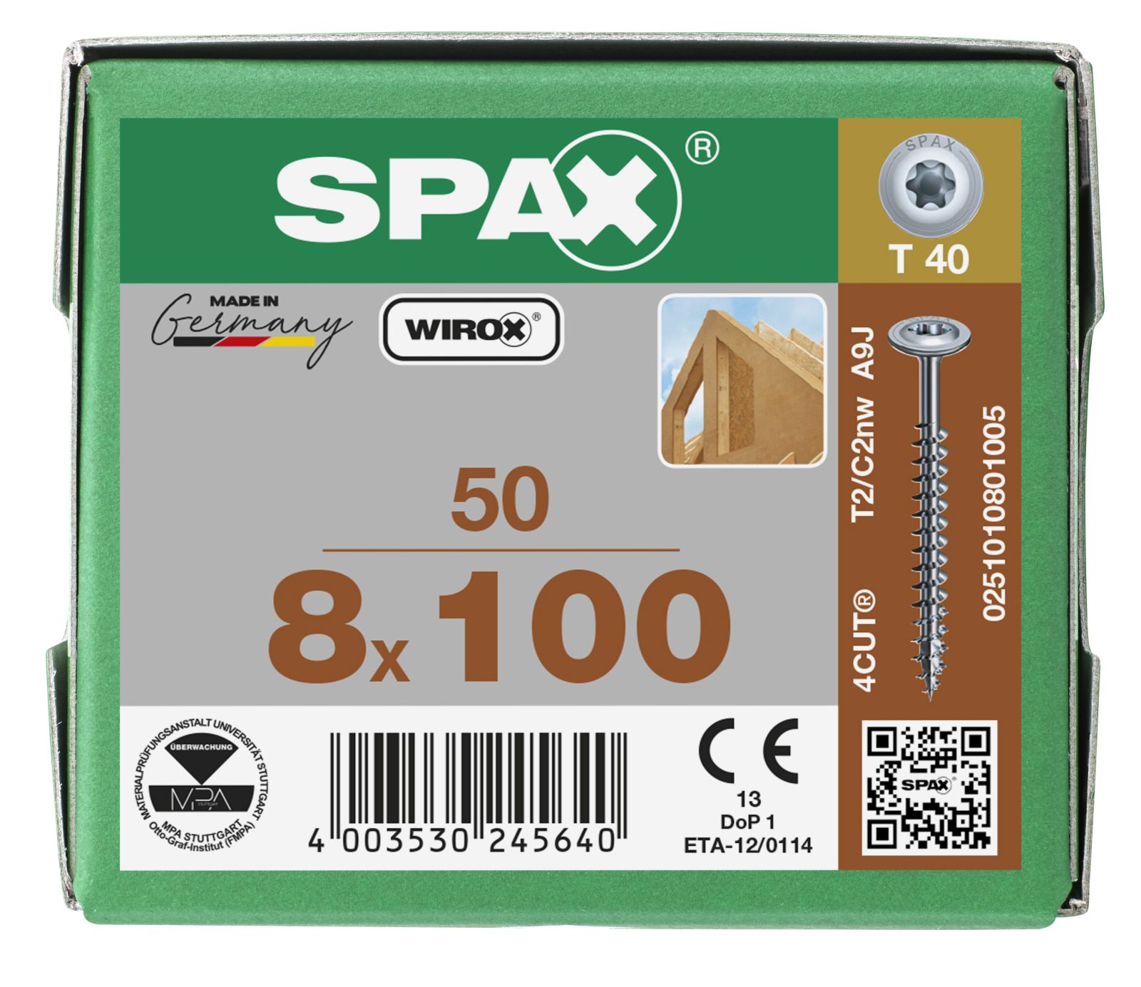 SPAX Tellerkopf T-Star Plus T40 Vollgewinde WIROX, 50 Stück