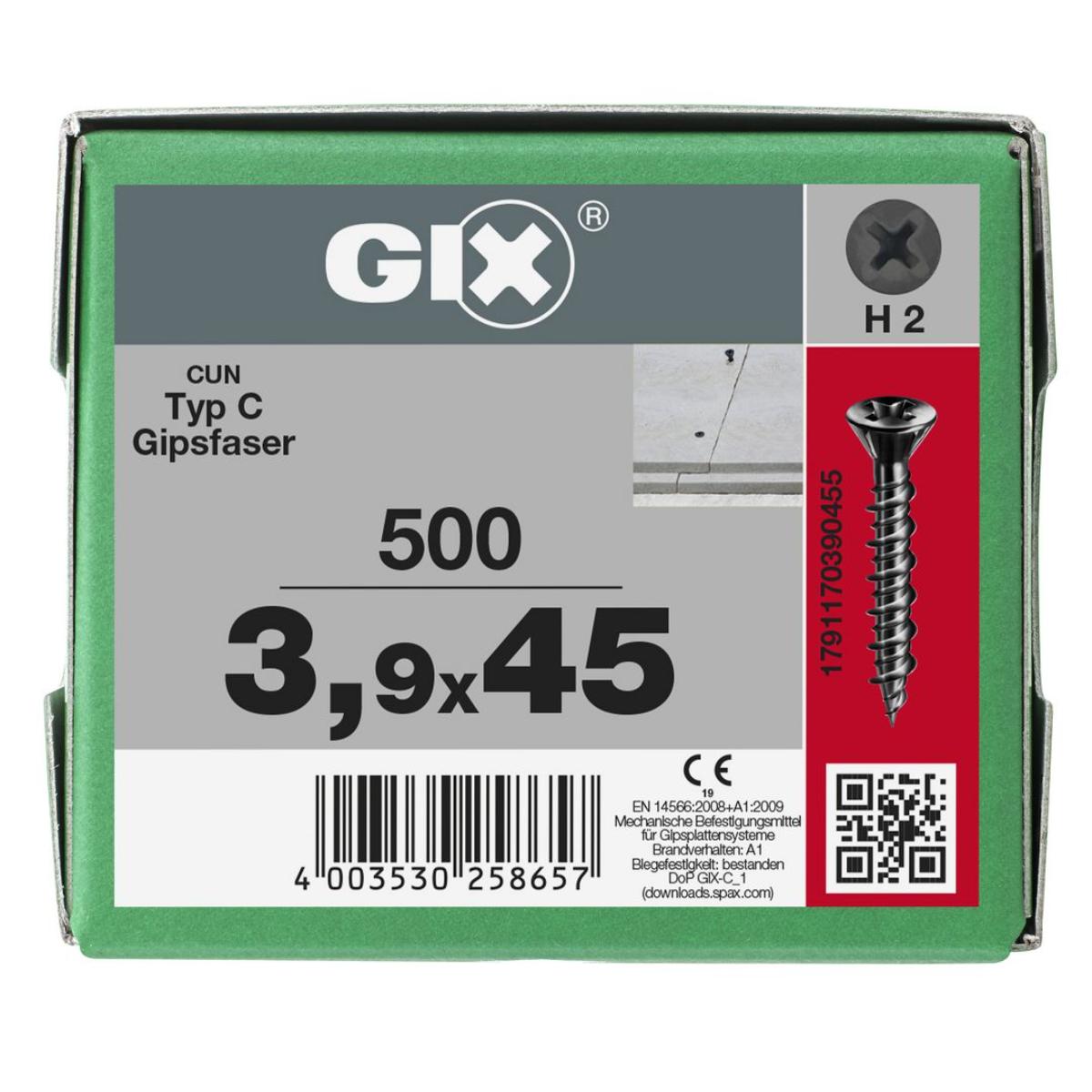 SPAX GIX-C Senkkkopf Fräsrippen H2 Hilo-Gewinde phosphatiert, 500 Stück