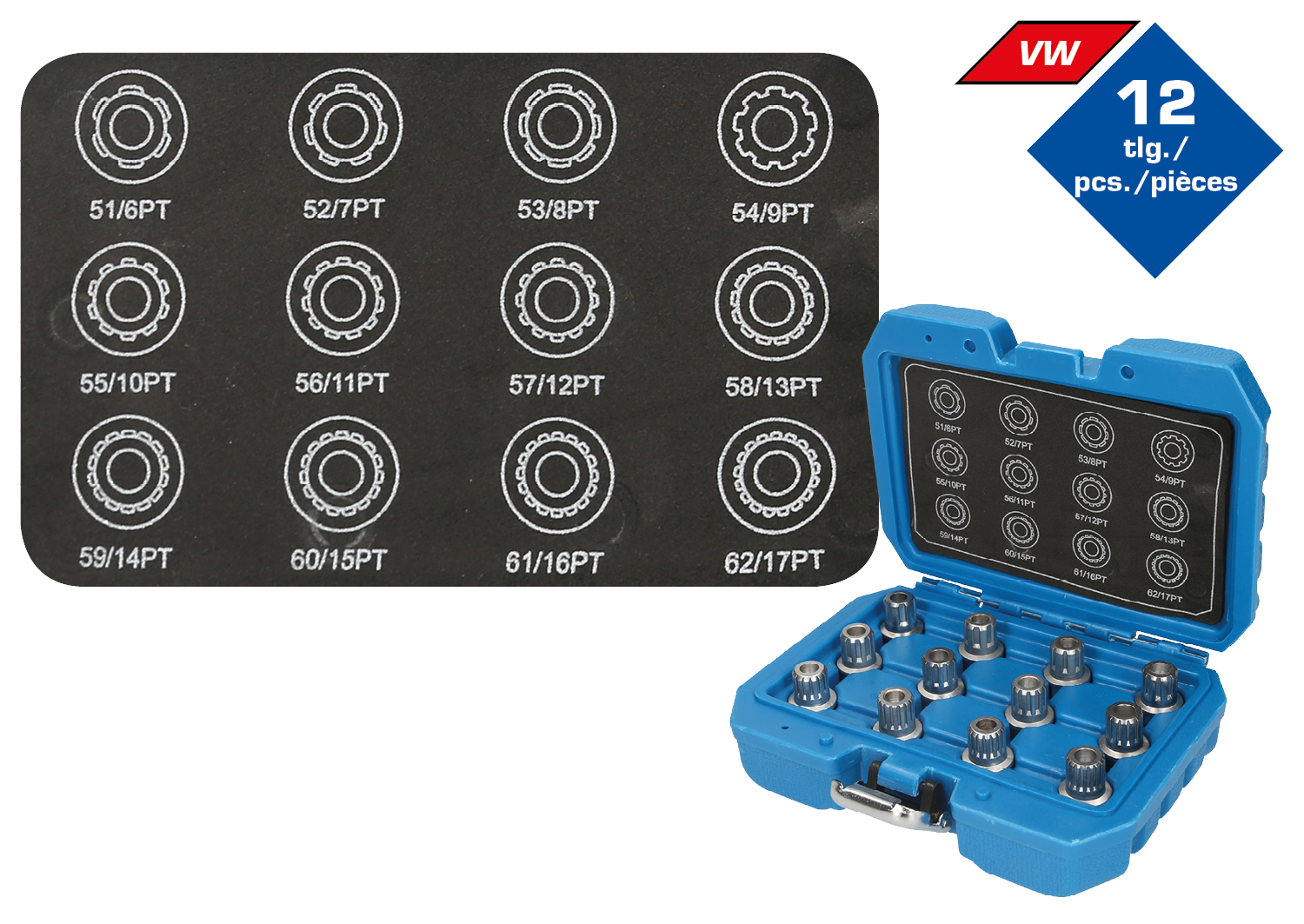 Brilliant Tools Felgenschloss-Sortiment für VW, 12-tlg - BT691190