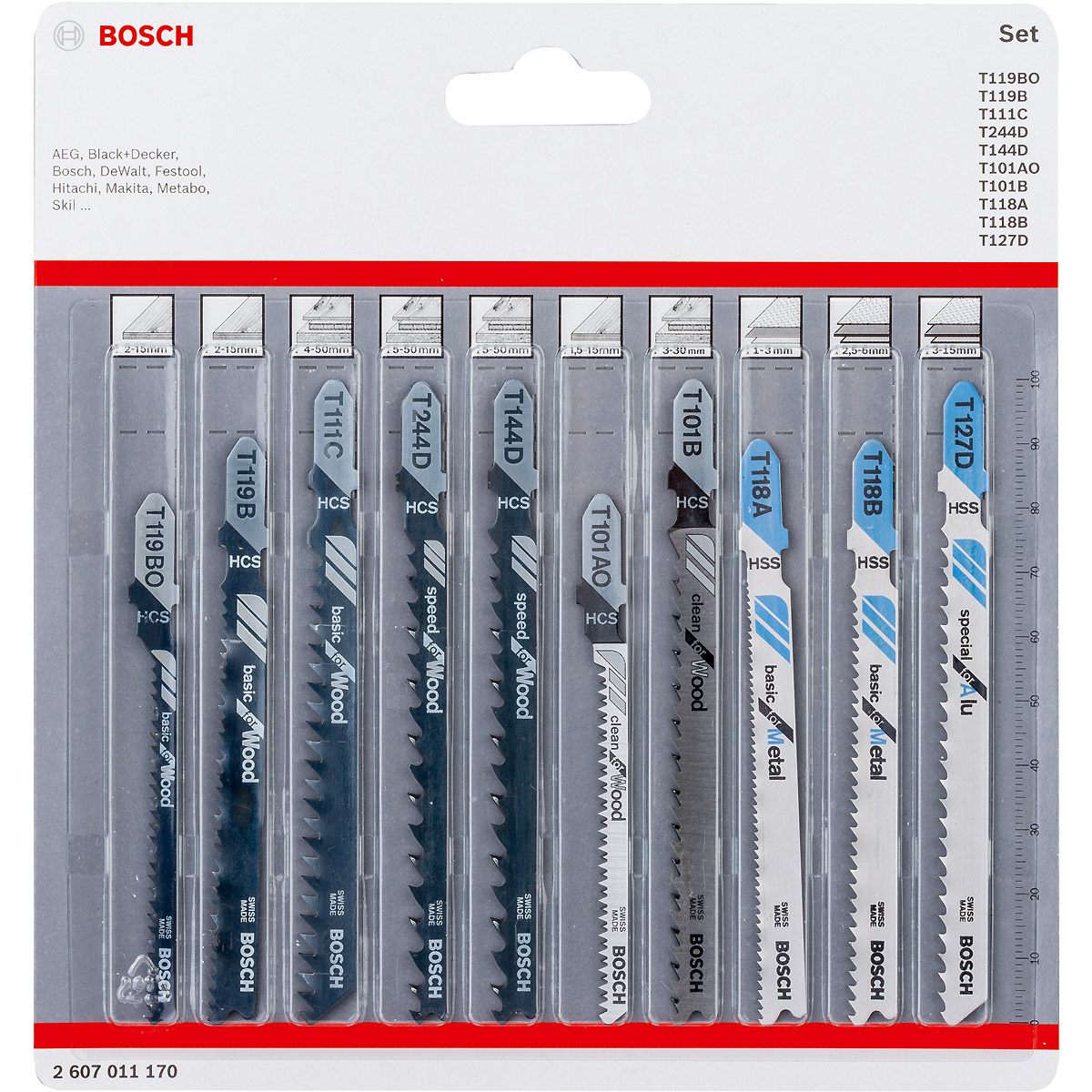 Bosch Stichsägeblatt-Set Wood and Metal, 10-teilig