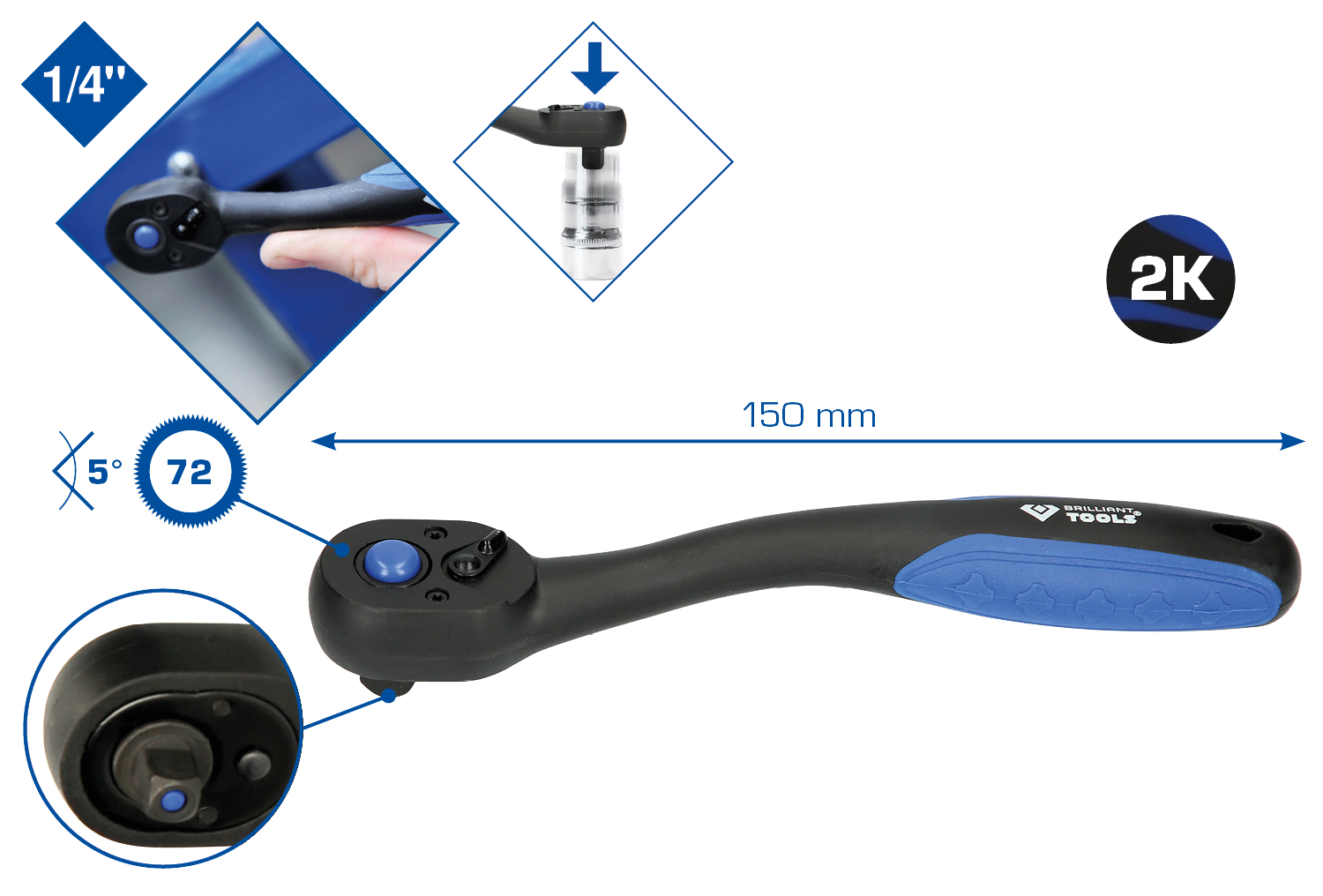 Brilliant Tools 1/4" Umschaltknarre - BT020900