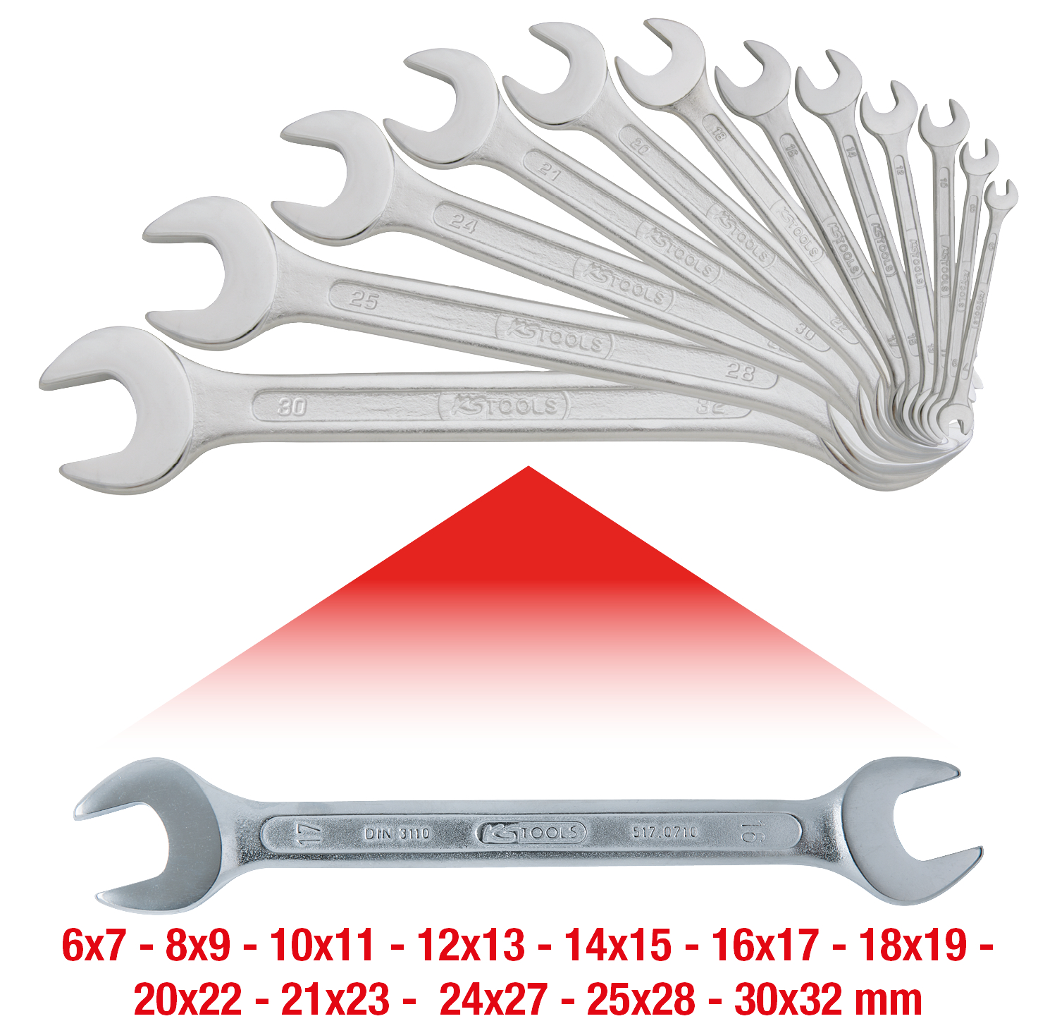 KS Tools Doppel-Maulschlüssel-Satz, 12-tlg, 6x7-30x32mm