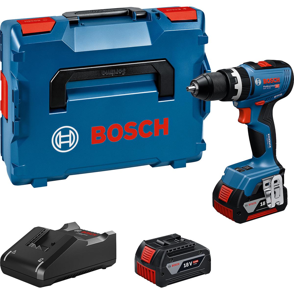 Bosch Akku-Schlagbohrschauber GSB 18V-65, 2 x Akku GBA 18V 5.0Ah, L-BOXX136N