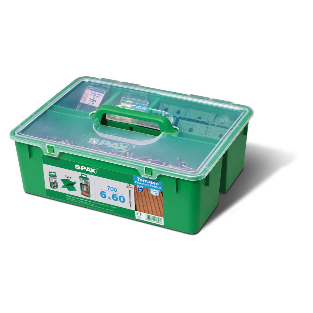 SPAX Green Box Terrasse A4 Zylinderkopf T-Star Plus T25 Fixiergewinde Cut, 700 Stück