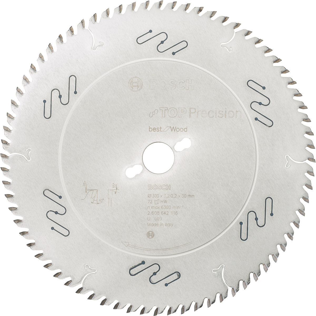 Bosch Kreissägeblatt Top Precision Best for Wood, 300 x 30 x 3,2mm, 72 Zähne
