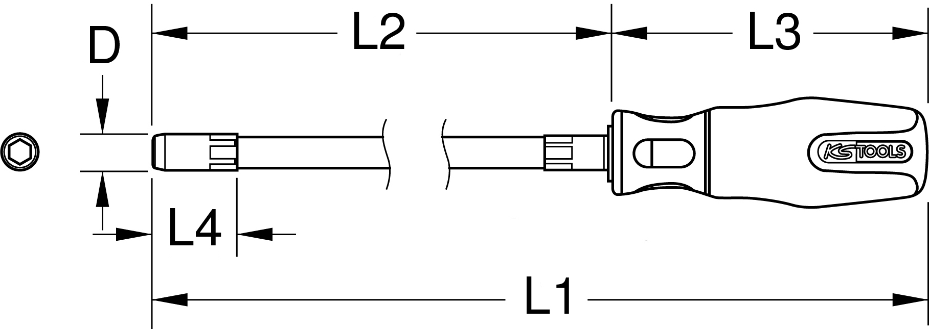 KS Tools ERGOTORQUEplus Stecknuss-Schraubendreher lang
