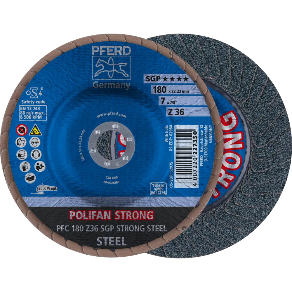 PFERD TOOLS POLIFAN STRONG Fächerscheibe PFC konisch Speziallinie SGP STEEL für Stahl