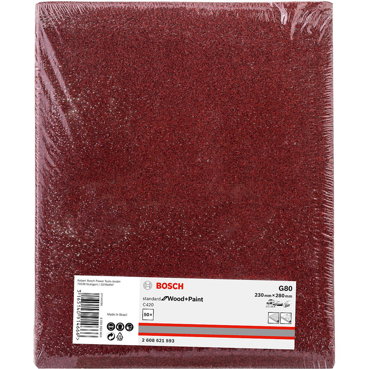 Bosch Papierschleifblatt C420 Standard for Wood and Paint, 230 x 280 mm